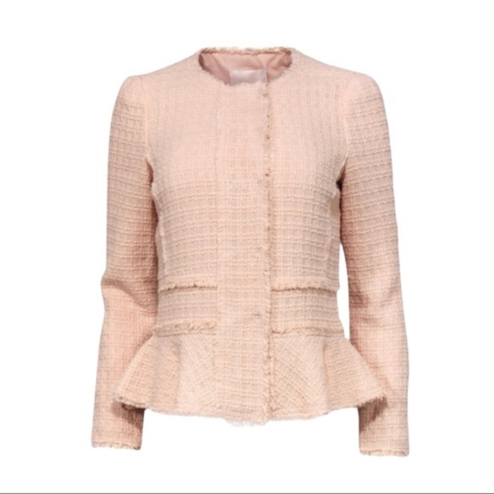 Rebecca Taylor Pink Tweed Peplum Blazer Size 10